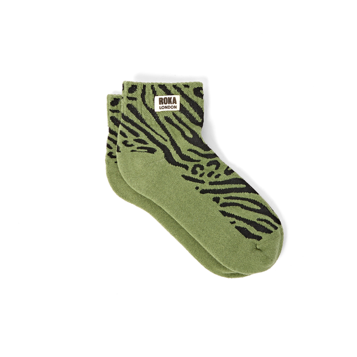 Wembley Ankle Socks for Women in Green Animal