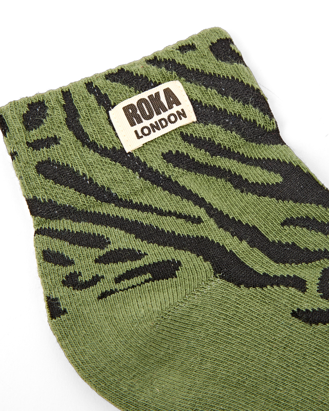 Wembley Ankle Socks for Women in Green Animal