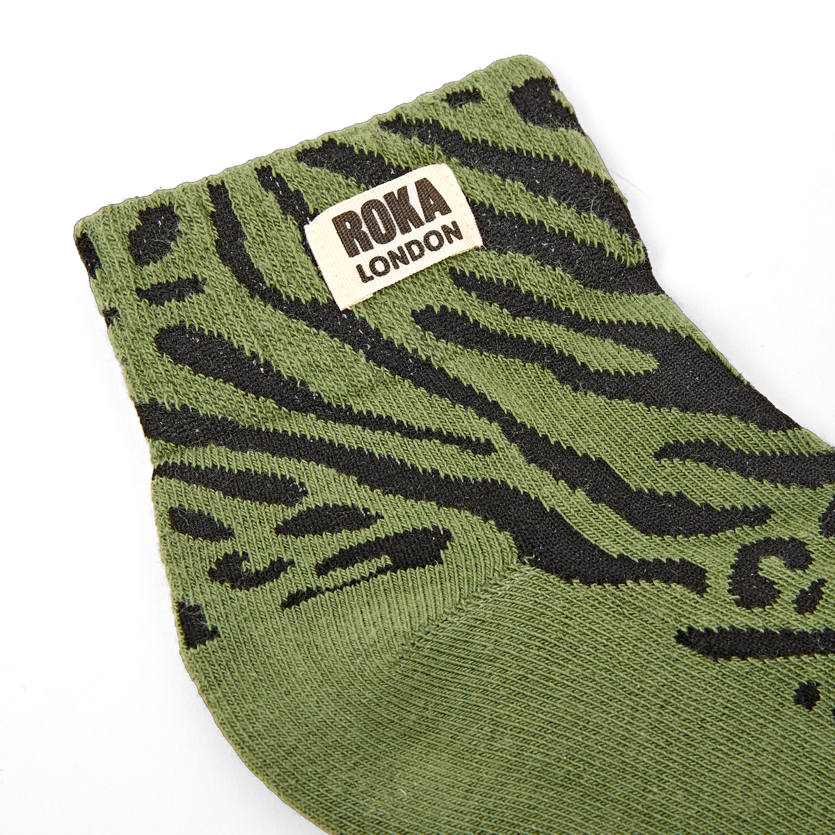 Wembley Ankle Socks for Women in Green Animal