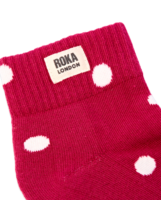 Wembley Ankle Socks for Women in Granita Red Dot