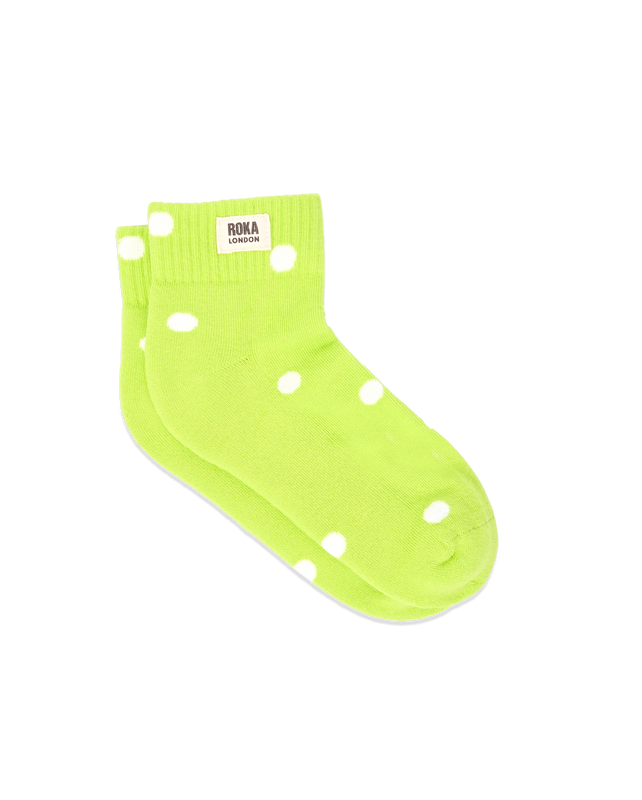 Wembley Ankle Socks for Women in Lime Dot