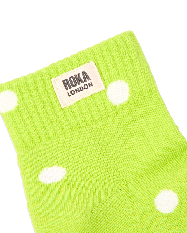 Wembley Ankle Socks for Women in Lime Dot