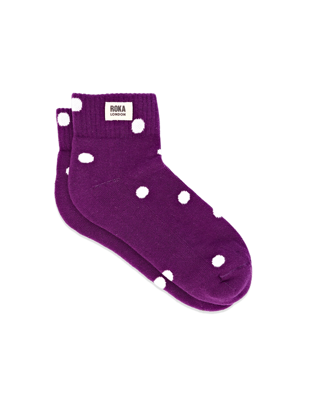 Wembley Ankle Socks for Women in Purple Dot