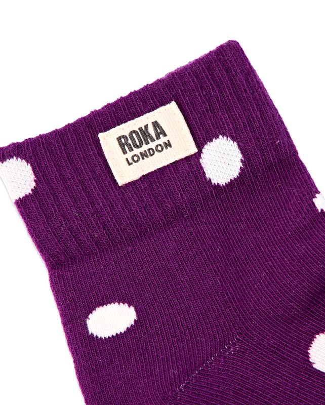 Wembley Ankle Socks for Women in Purple Dot