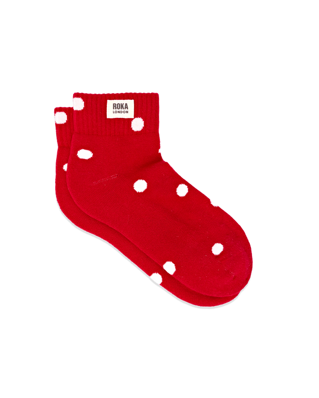 Wembley Ankle Socks for Women in Scarlet Dot