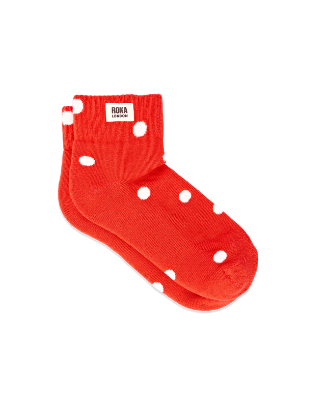 Wembley Ankle Socks for Women in Spicy Orange Dot