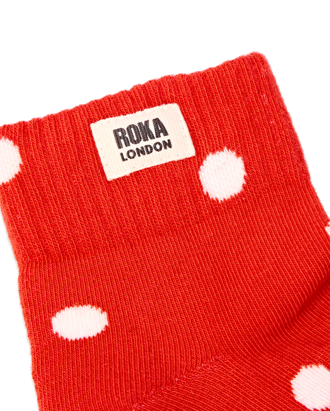 Wembley Ankle Socks for Women in Spicy Orange Dot