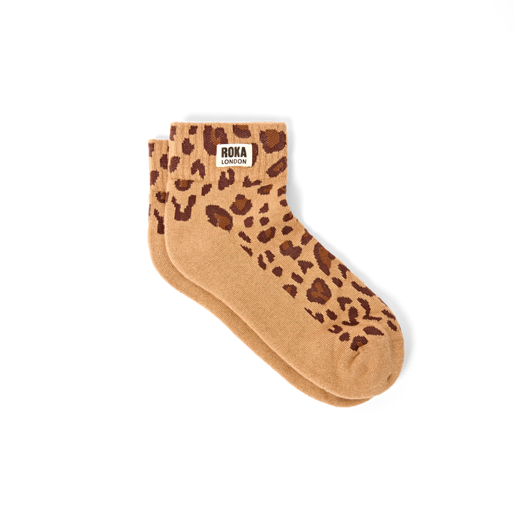 Wembley Ankle Socks for Women in Leopard Sand