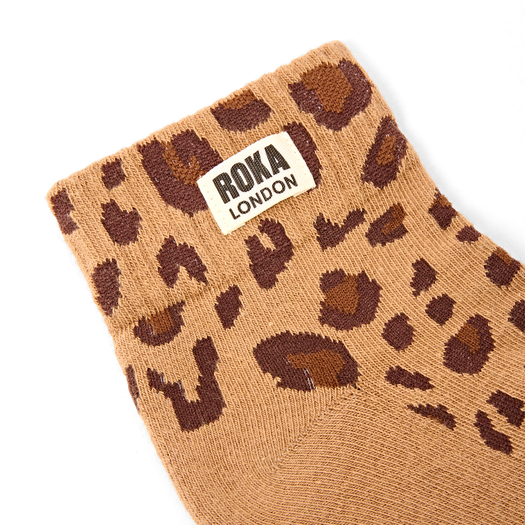 Wembley Ankle Socks for Women in Leopard Sand