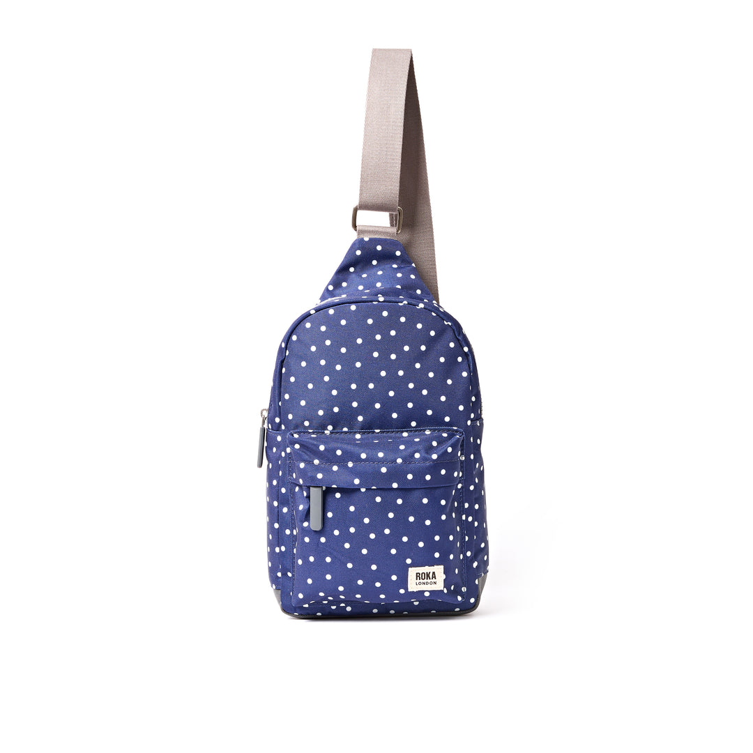 Willesden Sling Bag in Navy Polka Dot