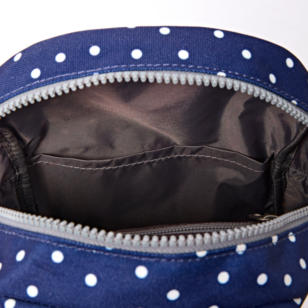 Willesden Sling Bag in Navy Polka Dot