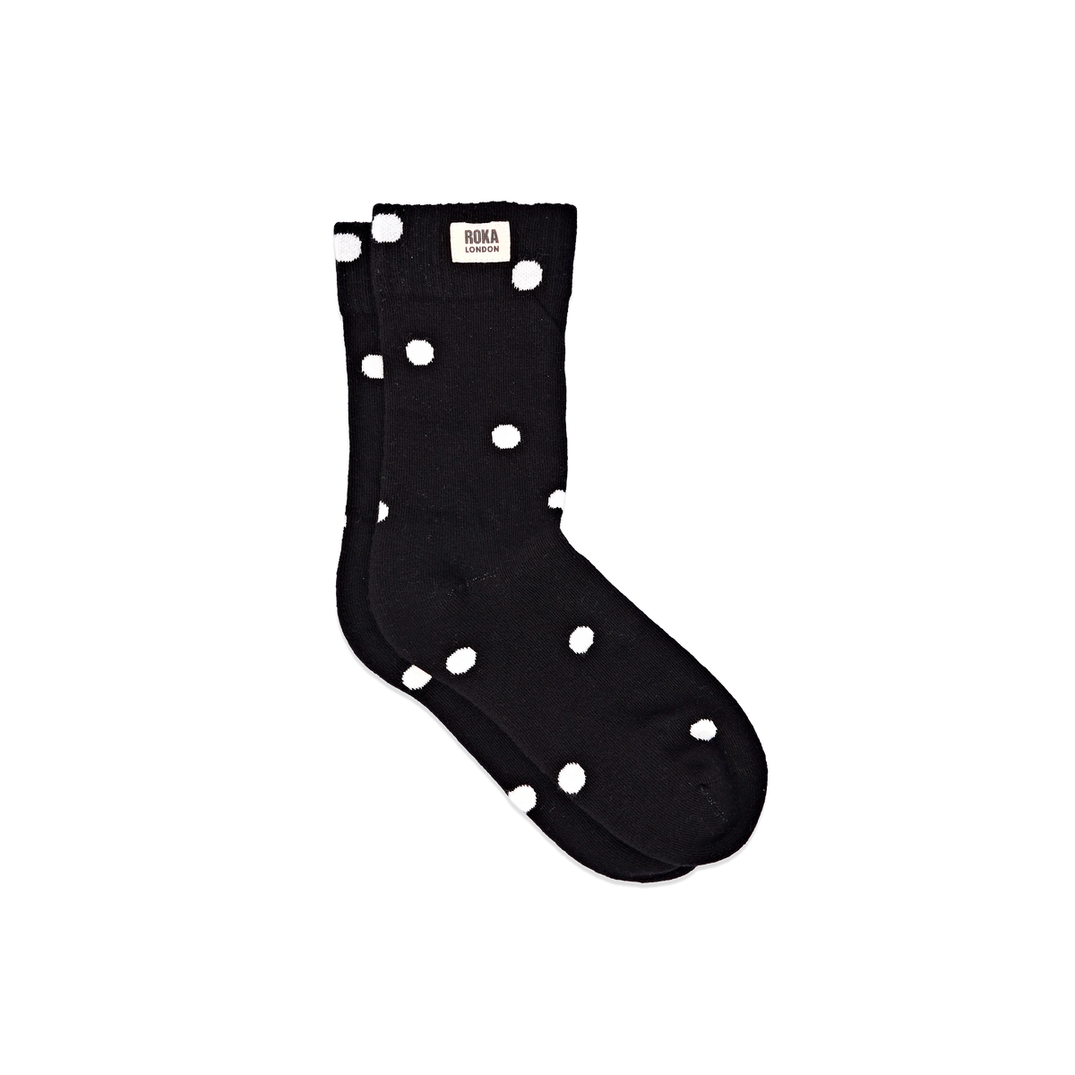 Wimbledon Crew Socks for Women in Black Dot