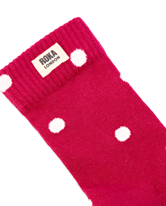 Wimbledon Crew Socks for Women in Granita Red Dot
