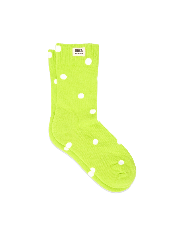 Wimbledon Crew Socks for Women in Lime Dot