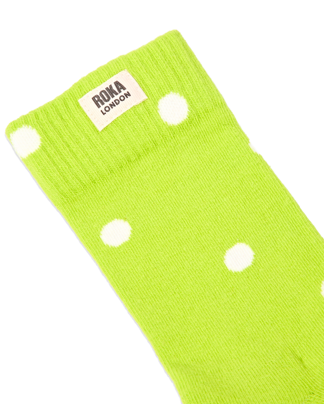 Wimbledon Crew Socks for Women in Lime Dot
