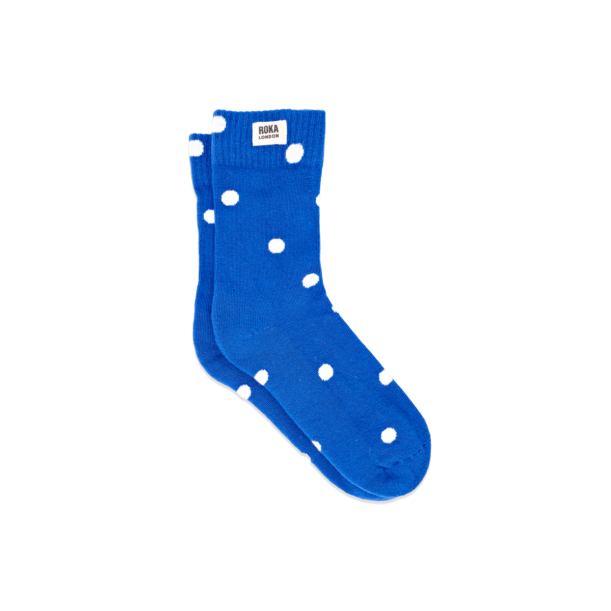 Wimbledon Crew Socks for Women in Malibu Blue Dot