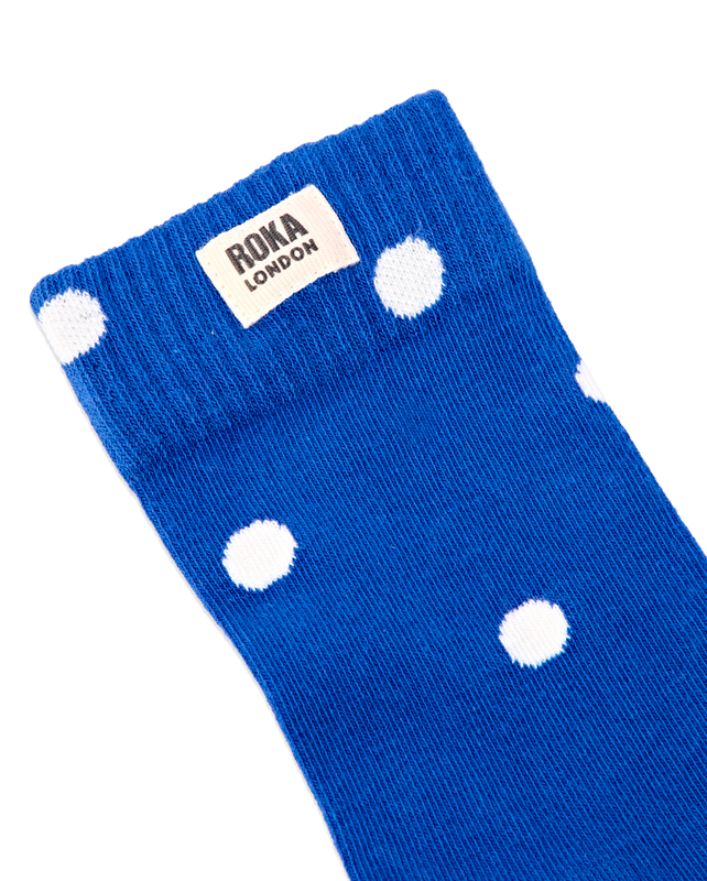 Wimbledon Crew Socks for Women in Malibu Blue Dot