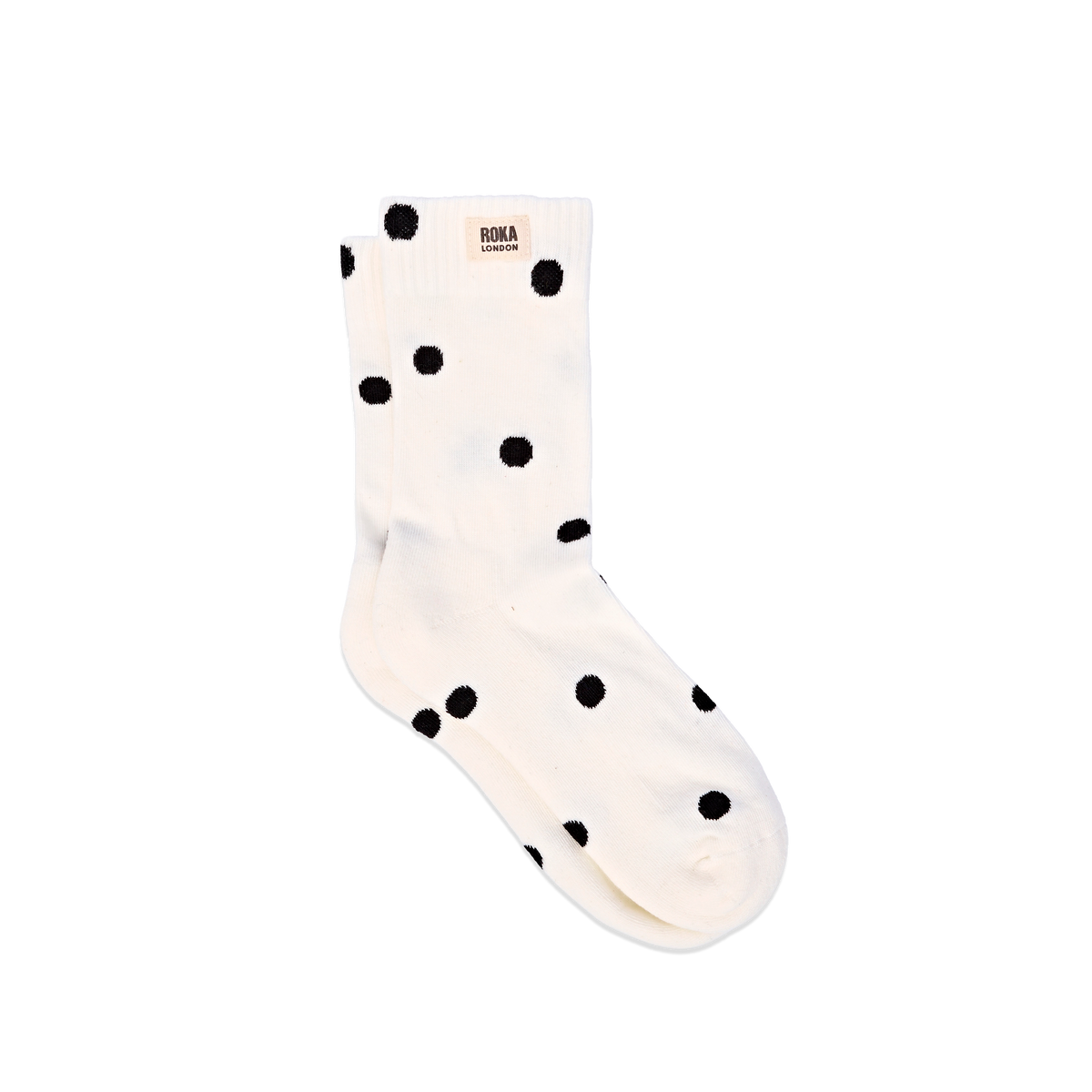 Wimbledon Crew Socks for Women in Marshmallow Dot