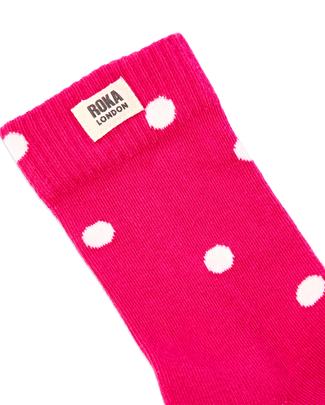 Wimbledon Crew Socks for Women in Pink Dot