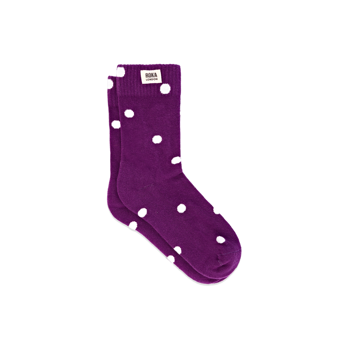 Wimbledon Crew Socks for Women in Purple Dot