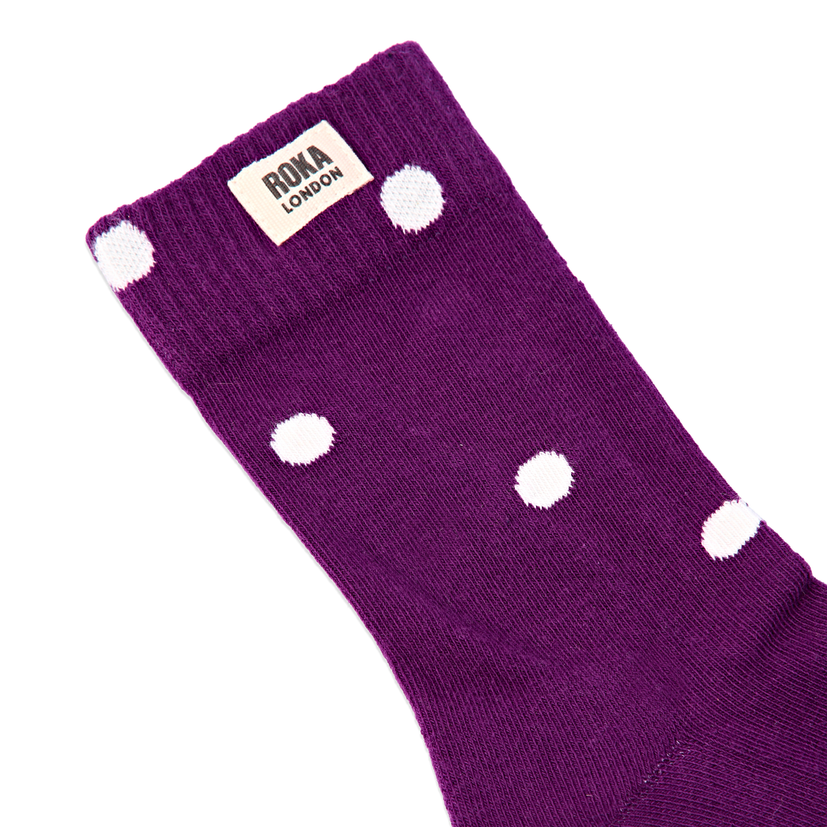 Wimbledon Crew Socks for Women in Purple Dot