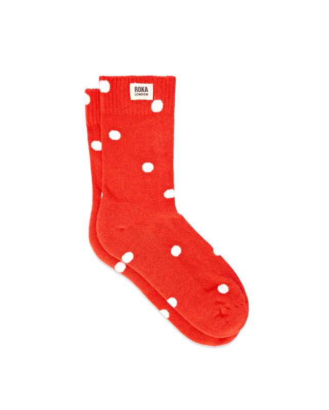 Wimbledon Crew Socks for Women in Spicy Orange Dot