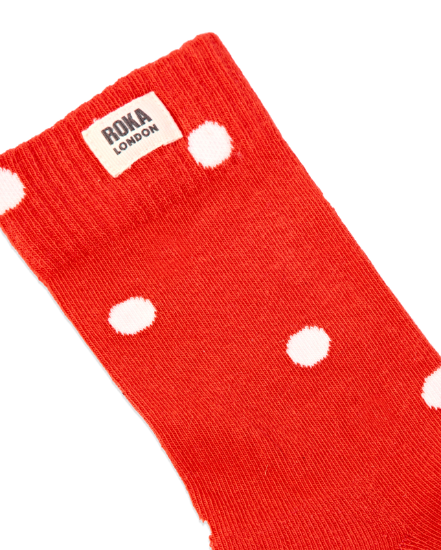 Wimbledon Crew Socks for Women in Spicy Orange Dot