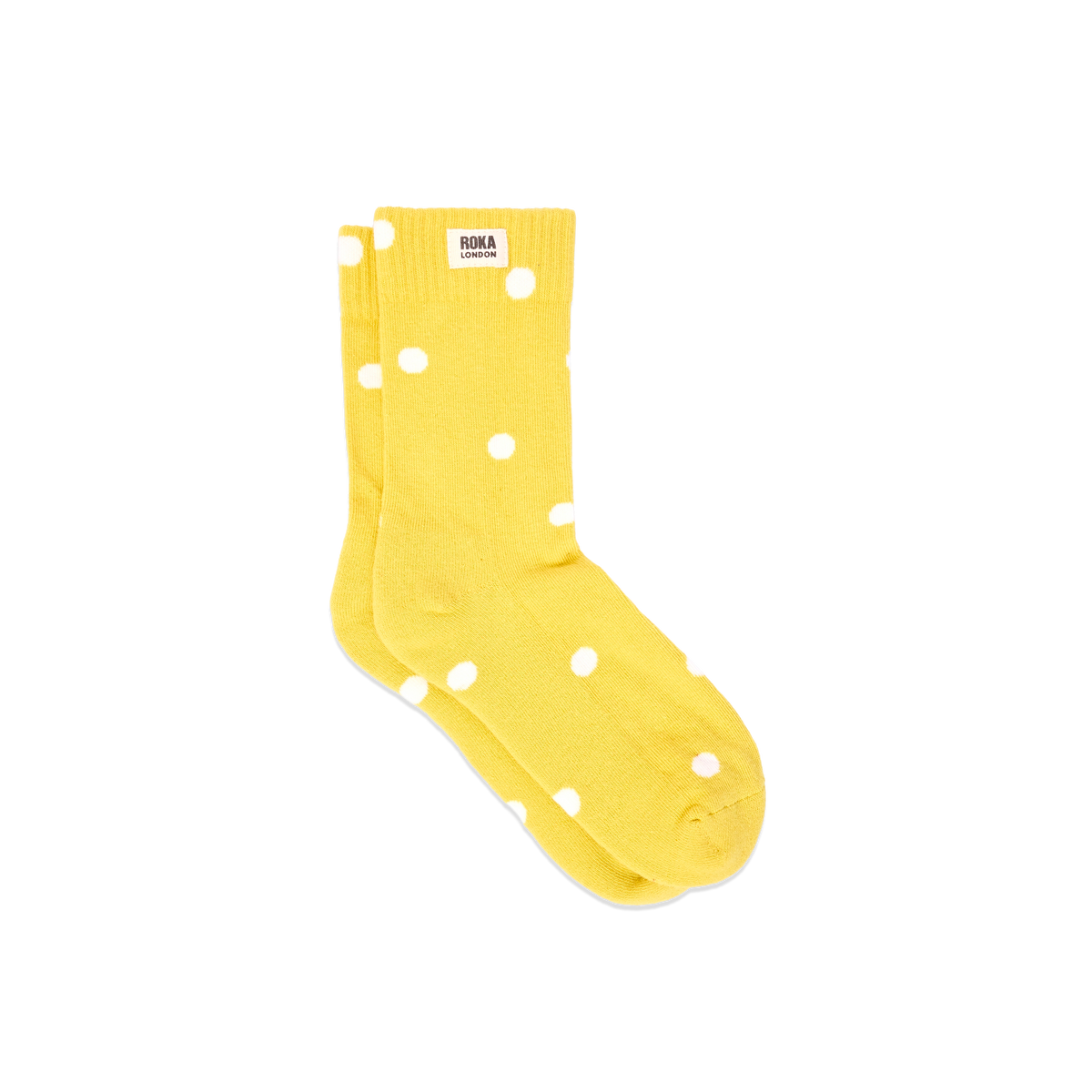 Wimbledon Crew Socks for Women in Summer Yellow Dot