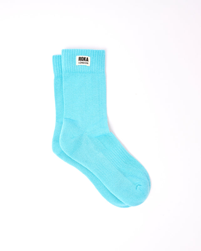 Wimbledon Crew Socks for Women in Aquatic Awe