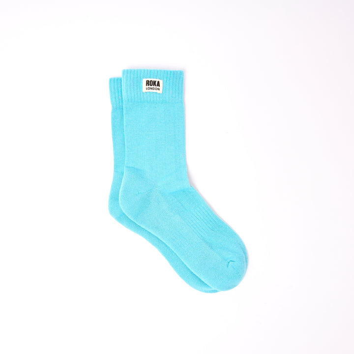 Wimbledon Crew Socks for Women in Aquatic Awe