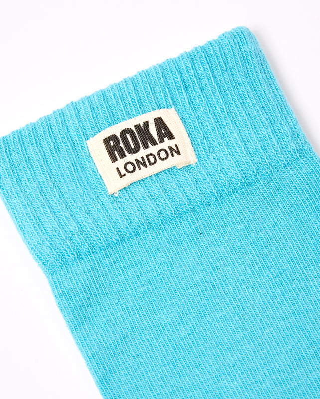 Wimbledon Crew Socks for Women in Aquatic Awe