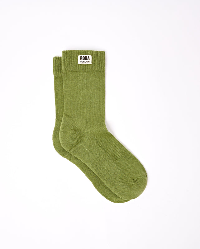 Wimbledon Crew Socks for Women in Avocado