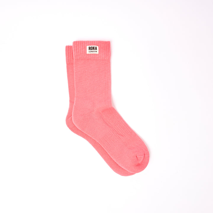 Wimbledon Crew Socks for Women in Coral