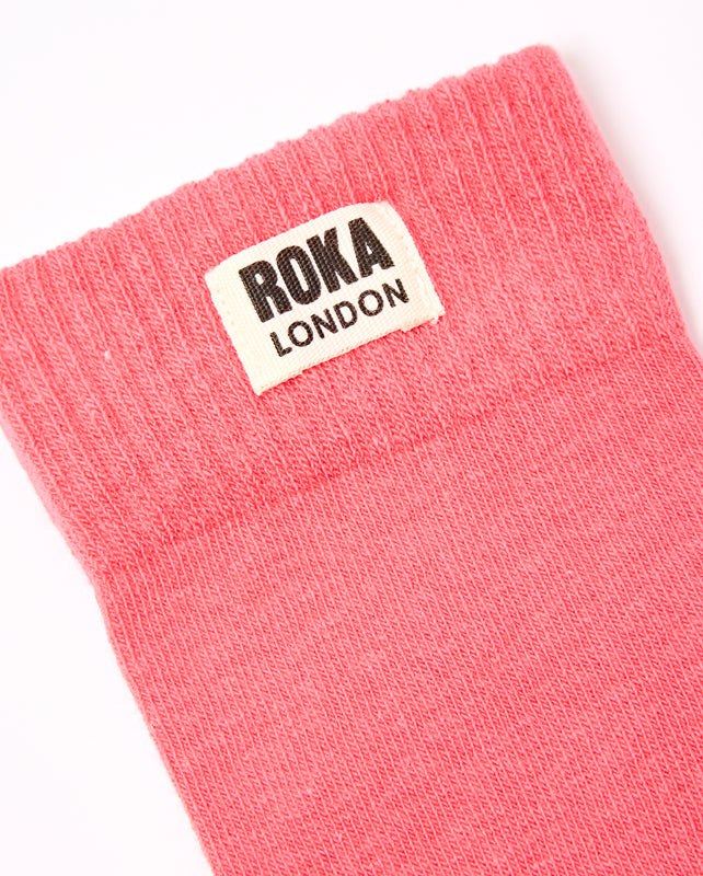 Wimbledon Crew Socks for Women in Coral