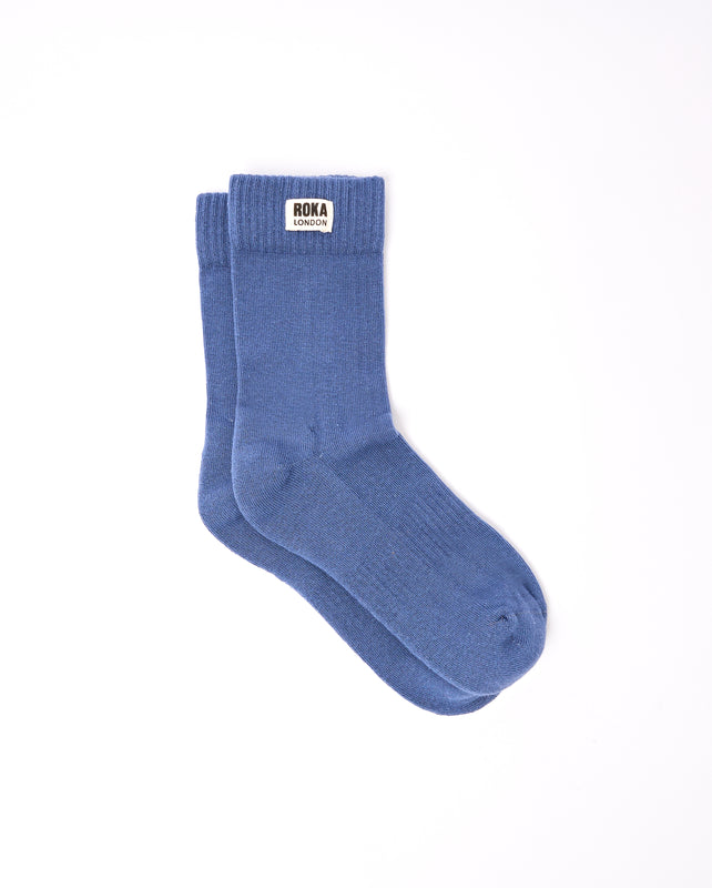 Wimbledon Crew Socks for Women in Coastal Blue