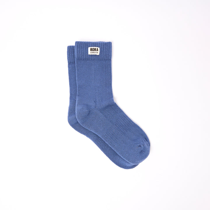 Wimbledon Crew Socks for Women in Coastal Blue