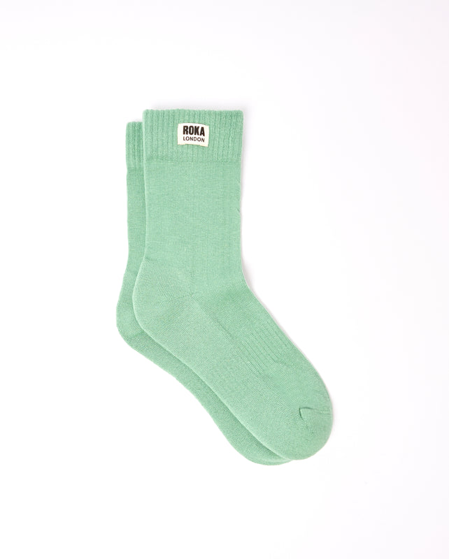 Wimbledon Crew Socks for Women in Matcha