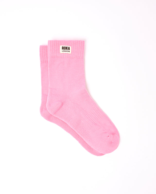 Wimbledon Crew Socks for Women in Pink Carnation