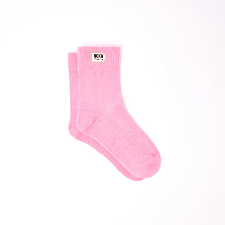 Wimbledon Crew Socks for Women in Pink Carnation