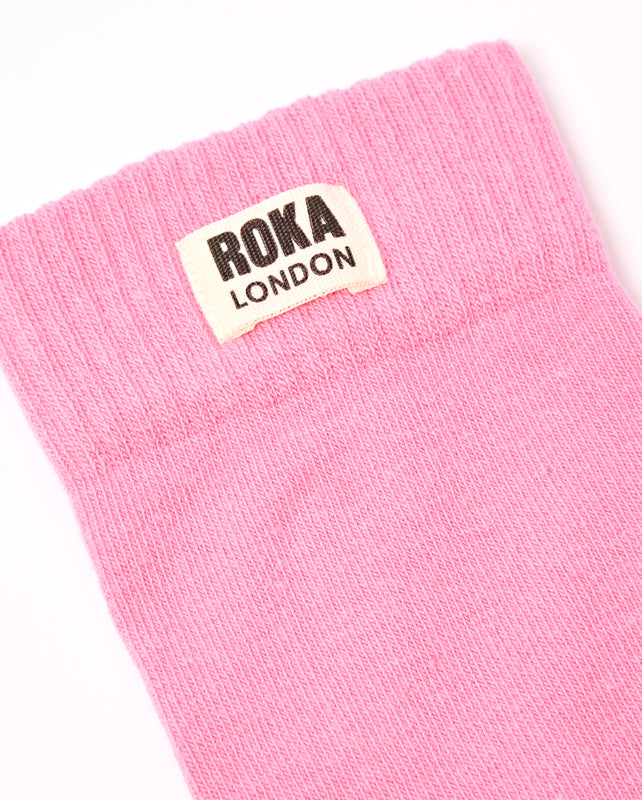 Wimbledon Crew Socks for Women in Pink Carnation