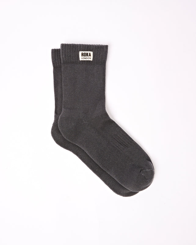 Wimbledon Crew Socks for Men in Faded Black