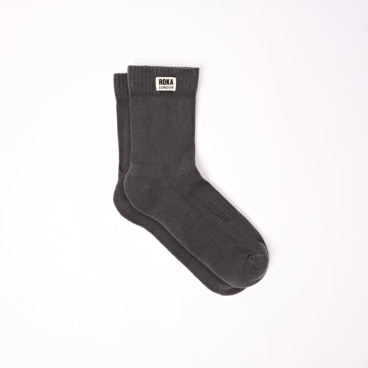 Wimbledon Crew Socks for Men in Faded Black
