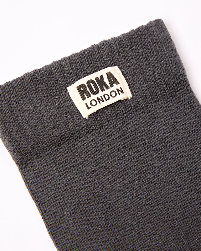 Wimbledon Crew Socks for Men in Faded Black