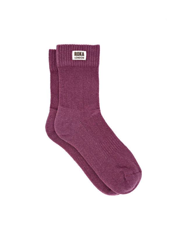 Wimbledon Crew Socks for Women in Berry