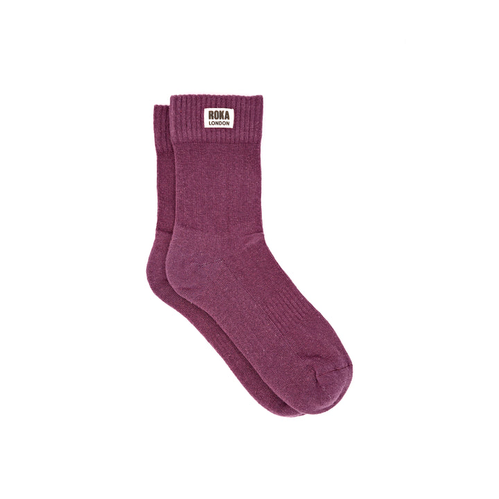 Wimbledon Crew Socks for Women in Berry