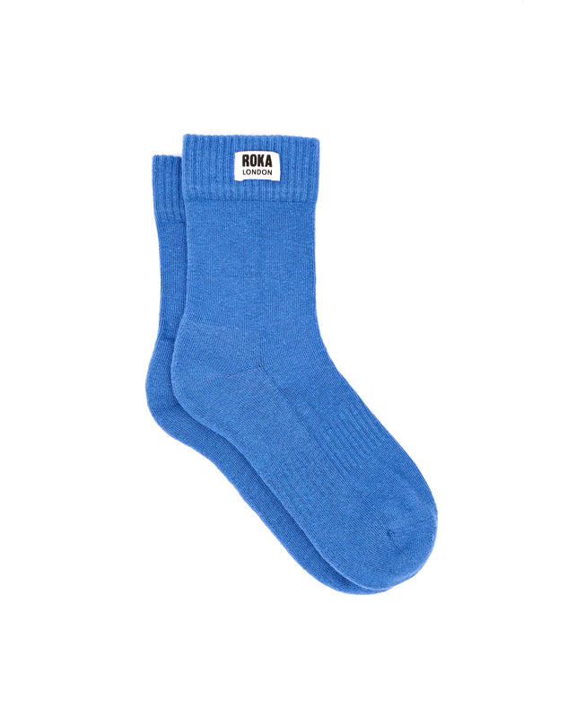 Wimbledon Crew Socks for Women in Malibu Blue