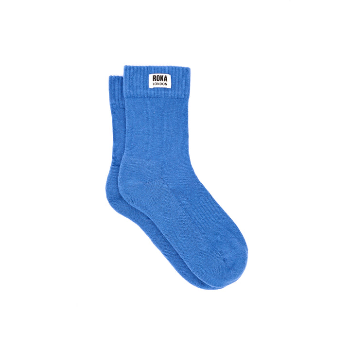 Wimbledon Crew Socks for Women in Malibu Blue