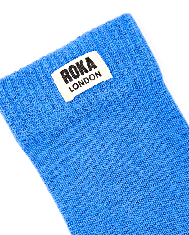 Wimbledon Crew Socks for Women in Malibu Blue