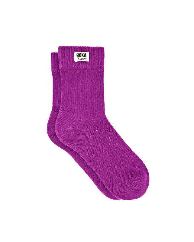 Wimbledon Crew Socks for Women in Mulberry