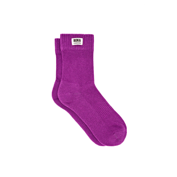 Wimbledon Crew Socks for Women in Mulberry